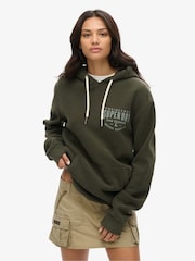 Superdry Green Oversized Machined Goods Workwear Hoodie - Image 1 of 4