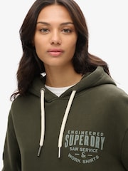 Superdry Green Oversized Machined Goods Workwear Hoodie - Image 3 of 4