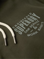 Superdry Green Oversized Machined Goods Workwear Hoodie - Image 4 of 4