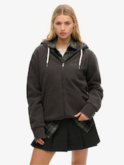 Superdry Black Oversized Tattoo Graphic Print Zip Hoodie - Image 1 of 2
