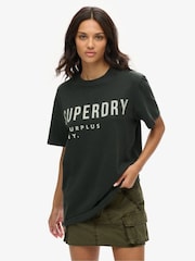 Superdry Black Oversized Surplus Graphic T-Shirt - Image 1 of 1