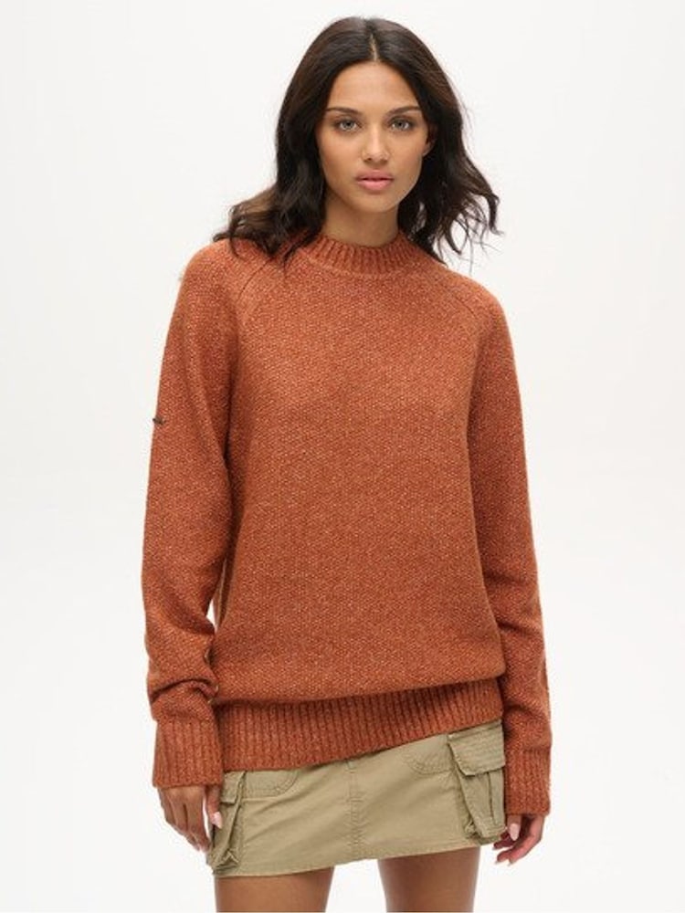 Superdry Orange Oversized Chunky Raglan Jumper - Image 1 of 5
