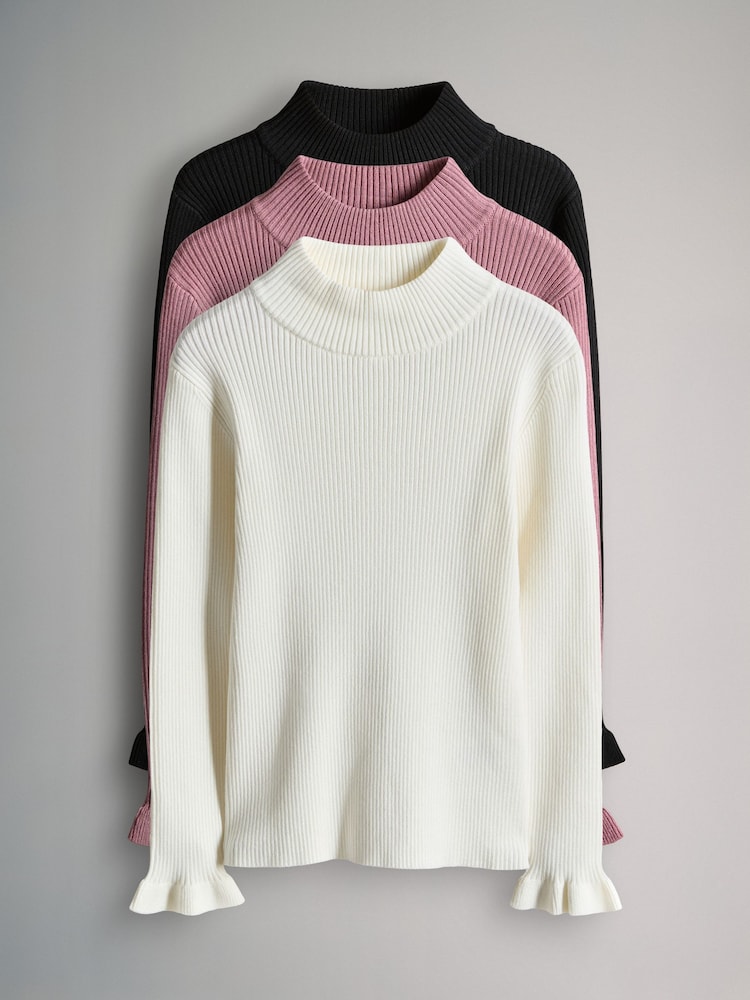 The Set 3 Pack Rib Knit Roll Neck Jumpers - صورة 1 من 6 The Set 3 Pack Rib Knit Roll Neck Jumpers - صورة 1 من 6