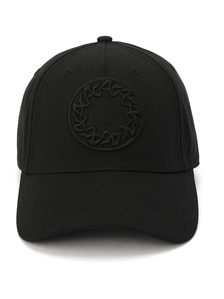 AllSaints Black Universe Baseball 100% Cotton Cap - Image 1 of 4