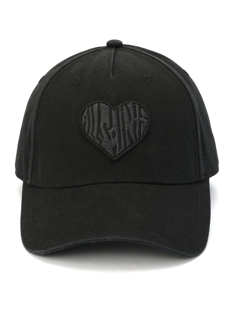 AllSaints Black Heart Patch Baseball 100% Cotton Cap - Image 1 of 4