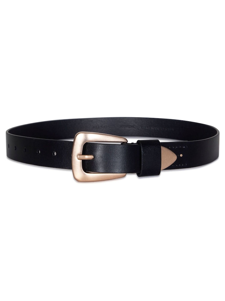 AllSaints Black 32Mm Belt with Metal Tip - Image 3 of 3