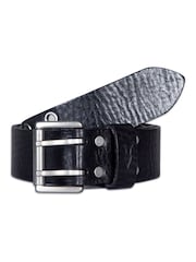 AllSaints Black 38 MM Distredded Leather Eyelet Belt - Image 1 of 3