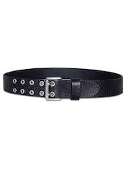AllSaints Black 38 MM Distredded Leather Eyelet Belt - Image 2 of 3