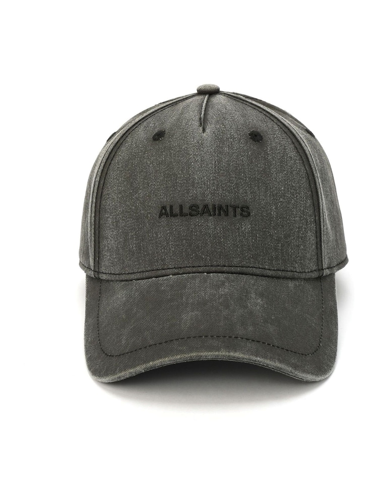 AllSaints Black Washed Logo Baseball 100% Cotton Cap - Image 1 of 4