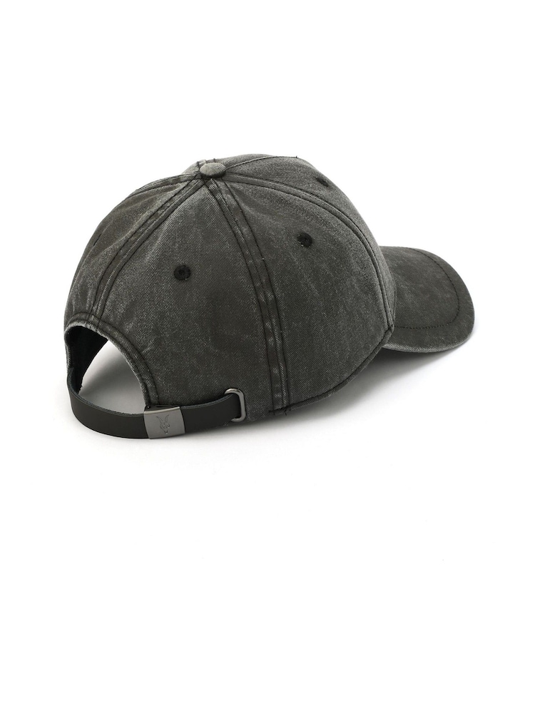AllSaints Black Washed Logo Baseball 100% Cotton Cap - Image 2 of 4