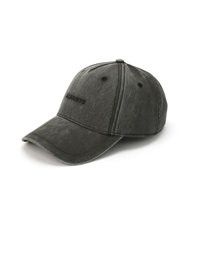 Buy AllSaints Black Washed Logo Baseball 100% Cotton Cap  display picture 1