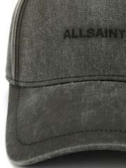AllSaints Black Washed Logo Baseball 100% Cotton Cap - Image 4 of 4