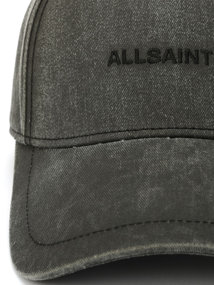 AllSaints Black Washed Logo Baseball 100% Cotton Cap - Image 4 of 4