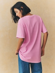 Pink Sporty Football Inspired Graphic Short Sleeve Crew Neck 100% Cotton T-Shirt - Image 4 of 8