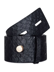 AllSaints Black 57Mm Snake Belt with Collar Stud Closure - Image 1 of 3