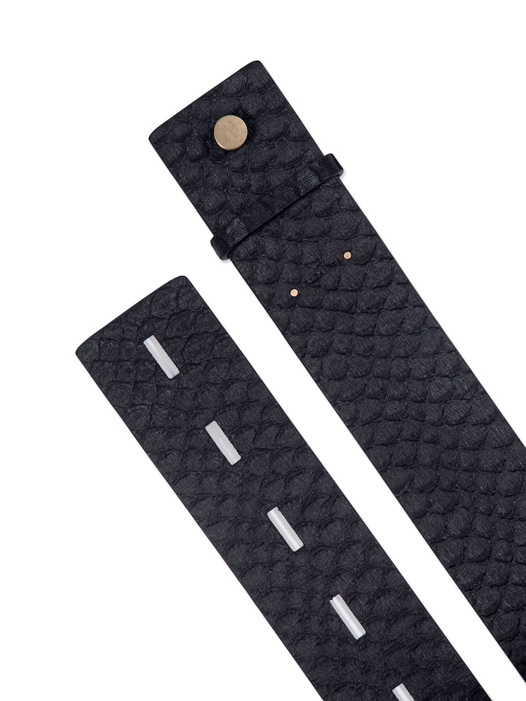 AllSaints Black 57Mm Snake Belt with Collar Stud Closure - Image 3 of 3
