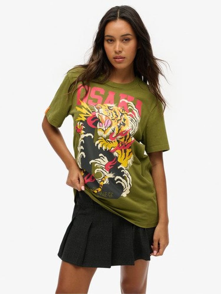 Superdry Green 100% Cotton Osaka 6 Narrative T-Shirt - Image 1 of 1