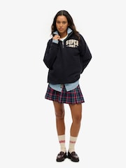 Superdry Blue Oversized 100% Cotton Vintage Athletic Zip Henley Jumper - Image 4 of 4