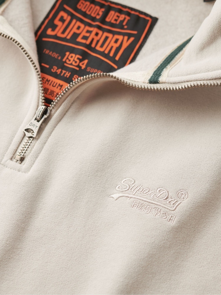 Superdry Natural Oversized 100% Cotton Essential Logo Henley Sweatshirt - Image 3 of 3