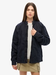 Superdry Blue Oversized Classic Harrington 100% Cotton Jacket - Image 1 of 3