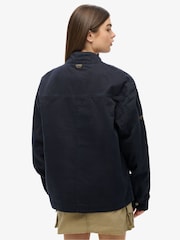 Superdry Blue Oversized Classic Harrington 100% Cotton Jacket - Image 2 of 3