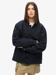 Superdry Blue Oversized Classic Harrington 100% Cotton Jacket - Image 3 of 3