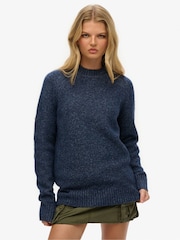Superdry Blue Oversized Chunky Raglan Jumper - Image 1 of 5