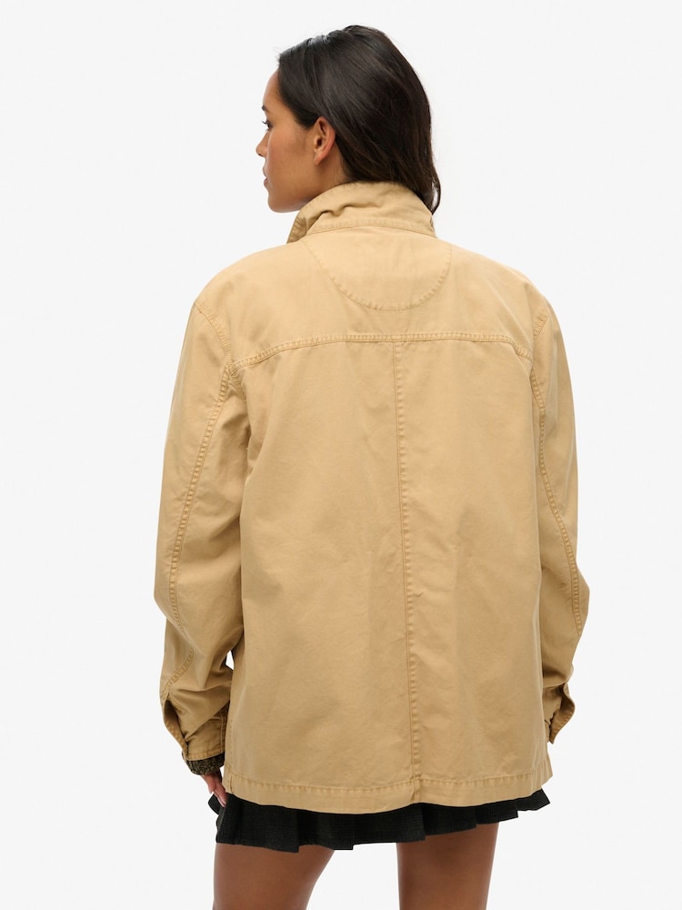 Superdry Natural Oversized The Merchant Store Work 100% Cotton Jacket - Image 2 of 2