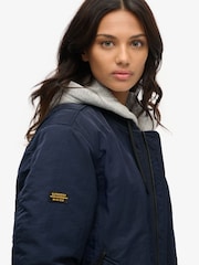 Superdry Blue Oversized Military Hooded MA1 100% Cotton Jacket - Image 3 of 3