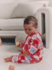 Red/ Purple Check Baby Fleece Tops and Leggings Set 2 Piece (0mths-2yrs) - Image 1 of 14