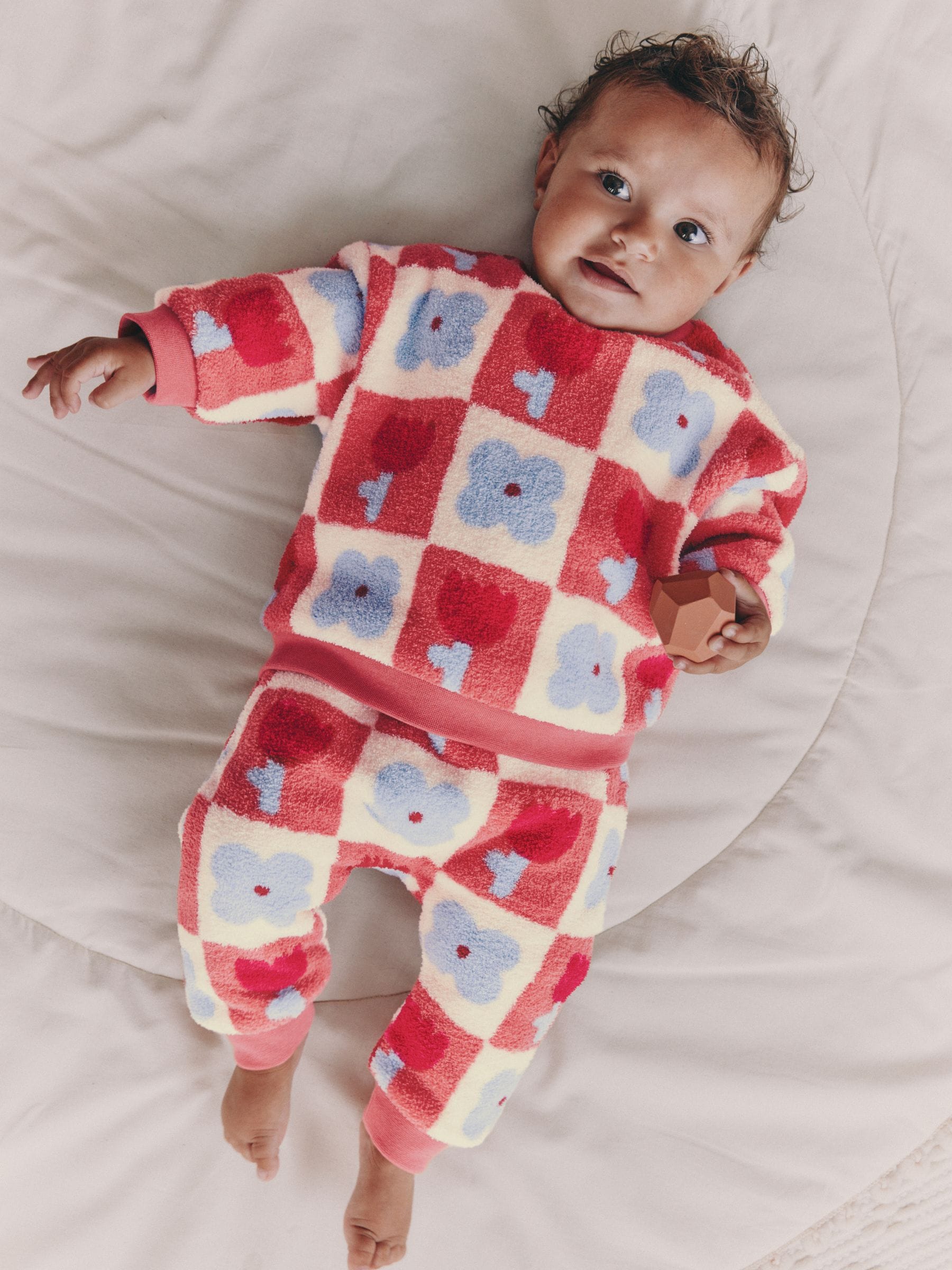 Buy Red/ Purple Check Baby Fleece Tops and Leggings Set 2 Piece