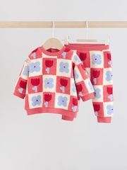 Red/ Purple Check Baby Fleece Tops and Leggings Set 2 Piece (0mths-2yrs) - Image 5 of 14