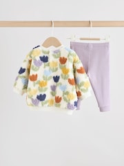 Cream/Purple Tulip - Baby Fleece Tops and Leggings Set 2 Piece (0mths-2yrs) - Slika 2 iz 12