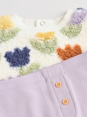 Cream/Purple Tulip - Baby Fleece Tops and Leggings Set 2 Piece (0mths-2yrs) - Slika 8 iz 12