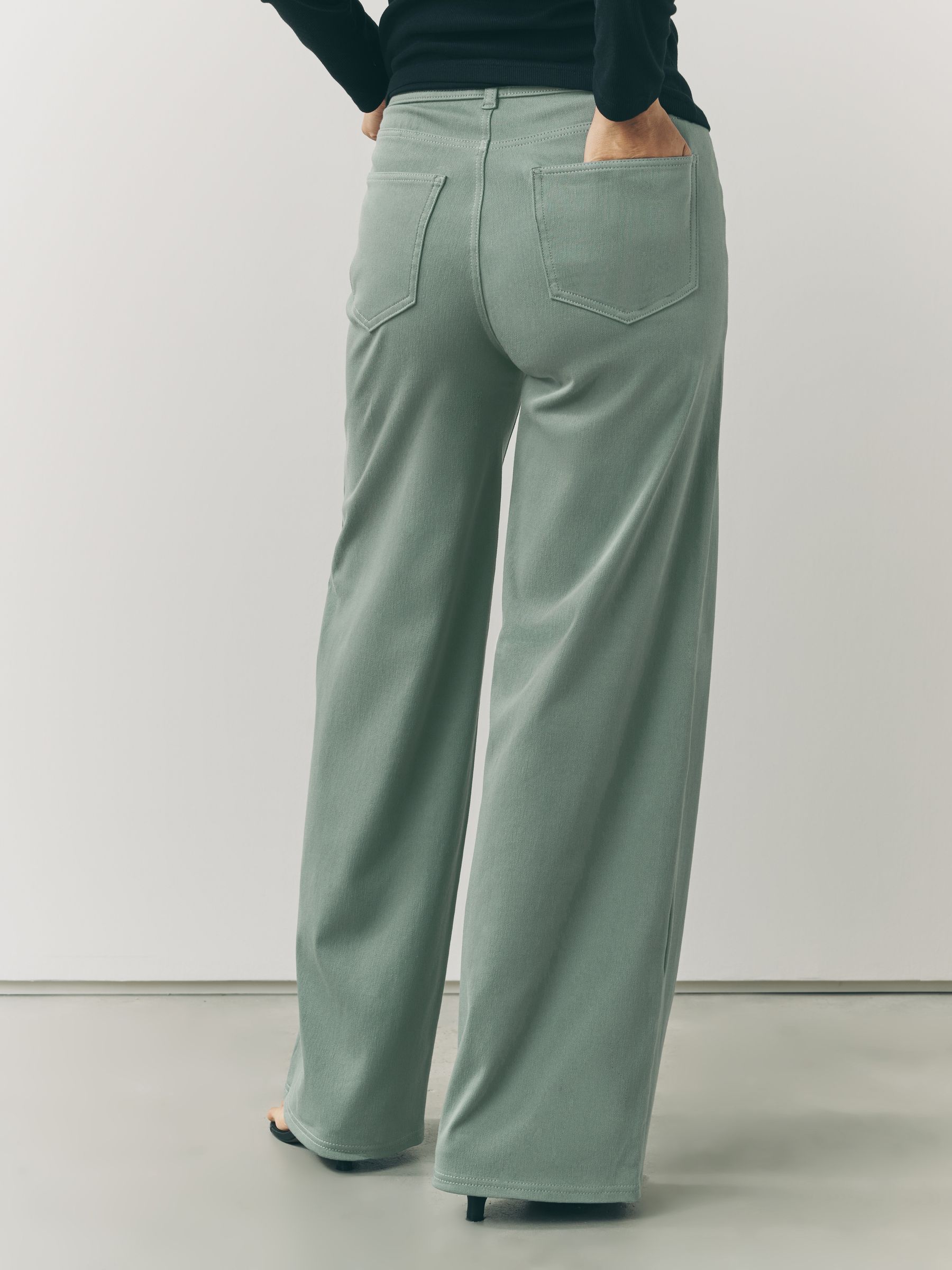 Buy Sage Green Jersey Denim Wide Leg Trousers from Next South Africa