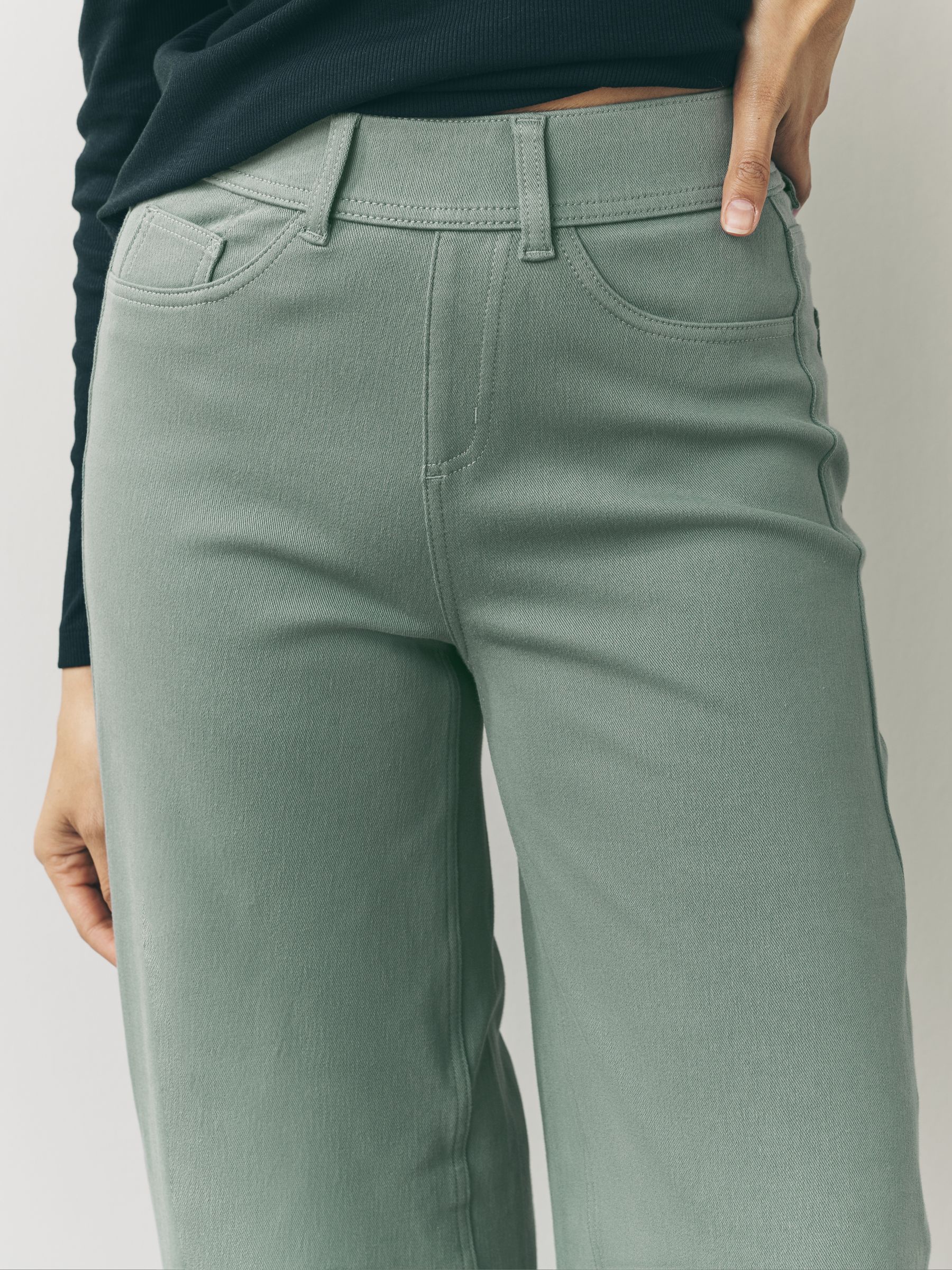 Buy Sage Green Jersey Denim Wide Leg Trousers from Next South Africa