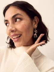 Gold Tone Christmas Reindeer Earrings - Image 3 of 7