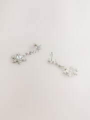 Silver Tone Christmas Snowflake Drop Earrings - Image 2 of 3