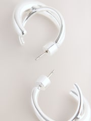Silver Tone Crossover Hoop Earrings - Image 7 of 7