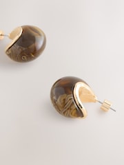 Brown Resin Domed Hoop Earrings - Image 4 of 5