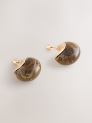 Brown Resin Domed Hoop Earrings - Image 5 of 5