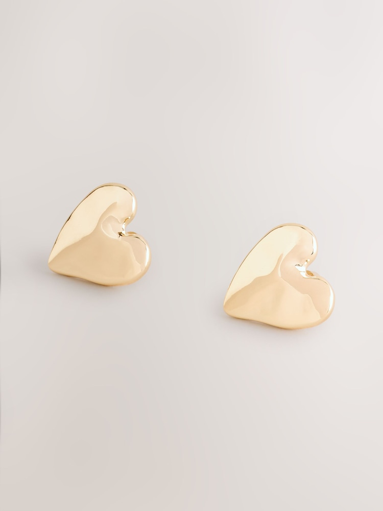 Gold Tone Heart Stud Earrings - Image 1 of 3