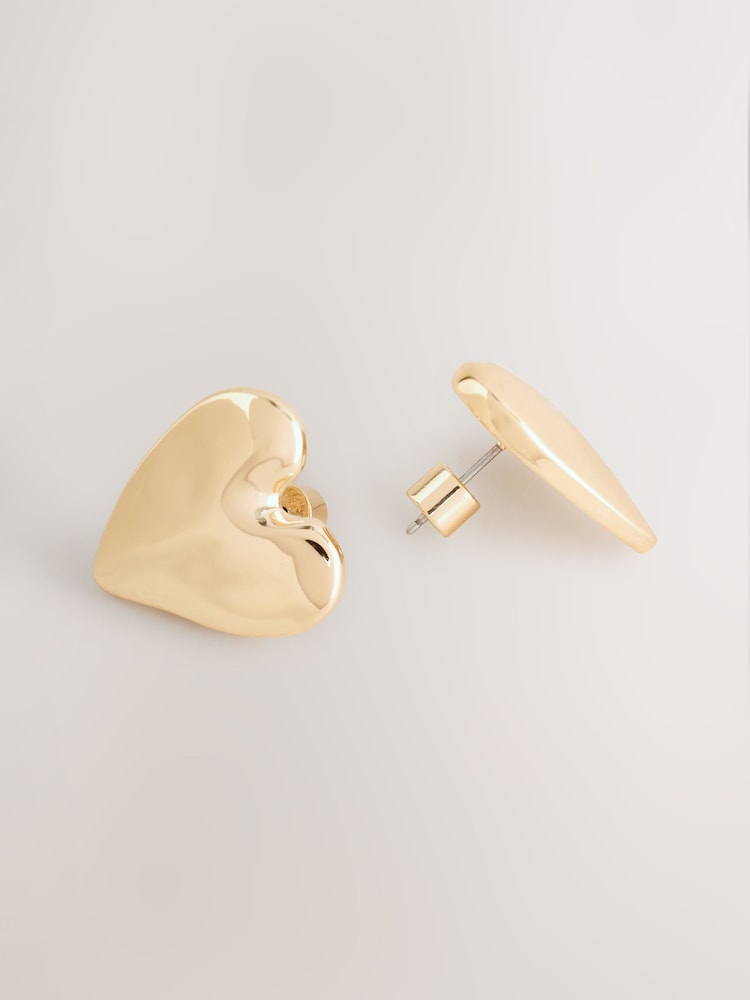 Gold Tone Heart Stud Earrings - Image 3 of 3