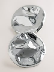 Silver Tone Hammered Disc Stud Earrings - Image 2 of 3