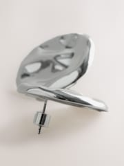 Silberfarben - Hammered Disc Stud Earrings - Bild 6 von 6