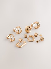 Gold Tone Mini Hoop Earrings 4 Pack - Image 2 of 4