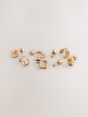 Gold Tone Mini Hoop Earrings 4 Pack - Image 3 of 4