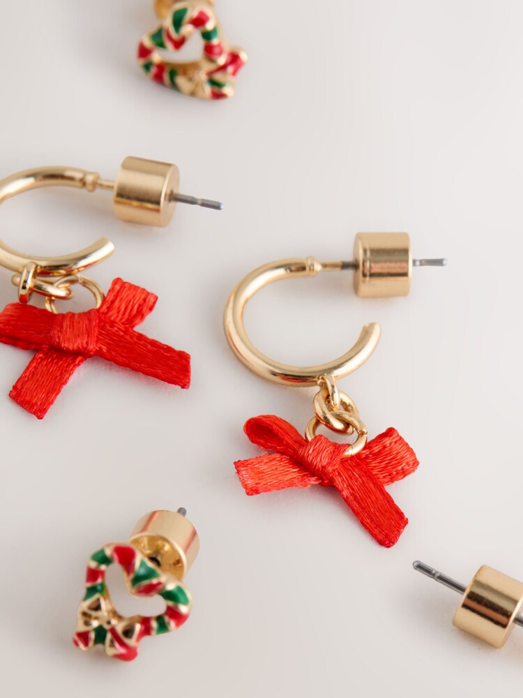 Gold Tone Christmas Earrings Pack - Image 2 of 3