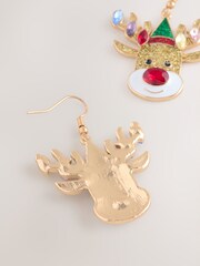 Gold Tone Christmas Reindeer Earrings - Image 3 of 3