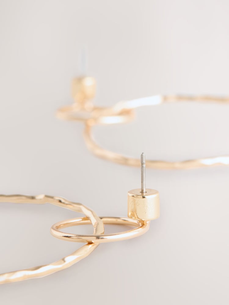 Gold Tone Circle Drop Earrings - Image 7 of 7 Gold Tone Circle Drop Earrings - Image 7 of 7